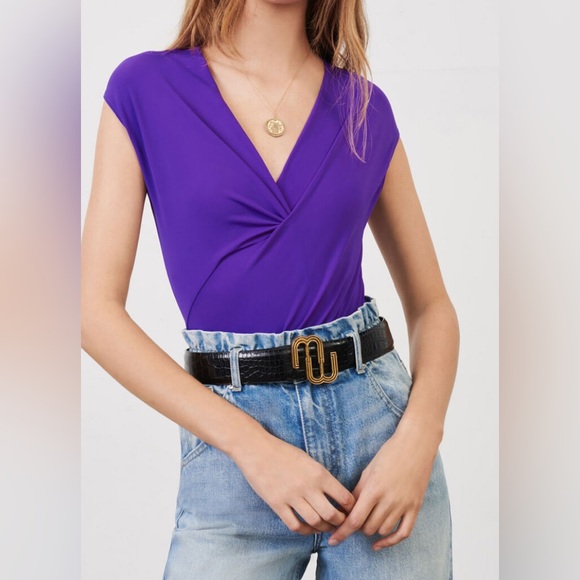 Maje Low-cut Bodysuit, Size 1 (Size Small) - Picture 3 of 9